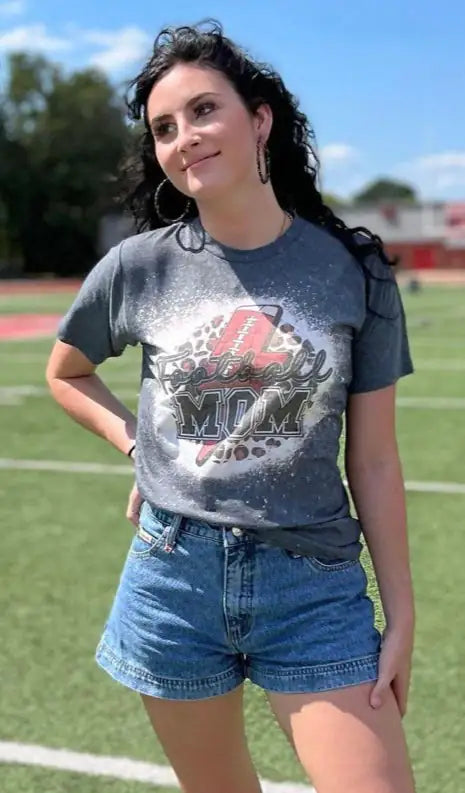 Football Mom Bleached Tee